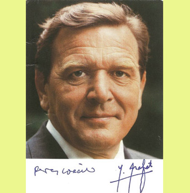 Ein Autogramm von Schrder und Arafat  		 